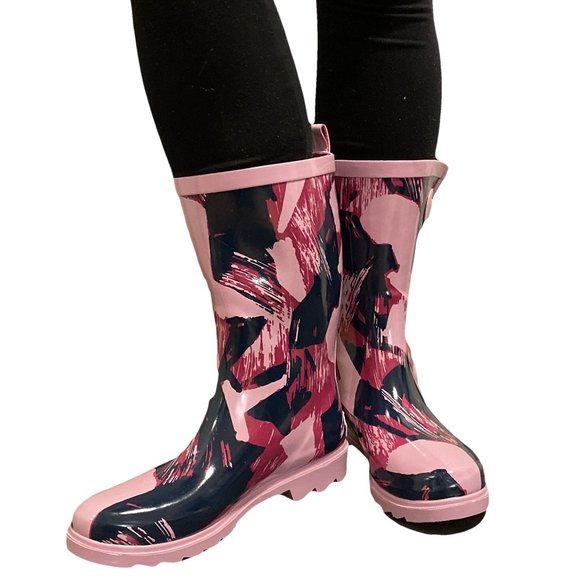 Women's Rainboots, Mid Calf Rubber Rain Boots, RB-3152 - Picture 1 of 4